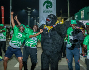 Organiser Amos Wekesa ( left) and team pose for the cameras before the run on Saturday 